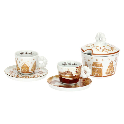 Set 2 tazzine espresso e zuccheriera in porcellana Thunland