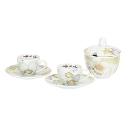 Set 2 tazzine espresso e zuccheriera in porcellana Bloom