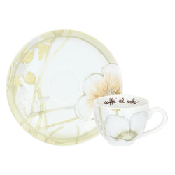 Set 2 tazzine espresso e zuccheriera in porcellana Bloom