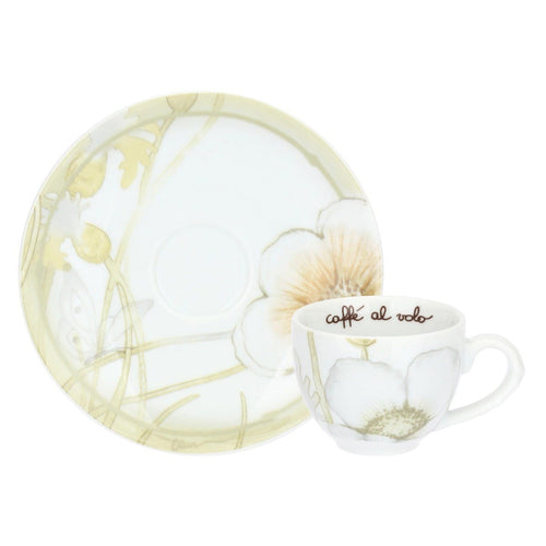 Set 2 tazzine espresso e zuccheriera in porcellana Bloom