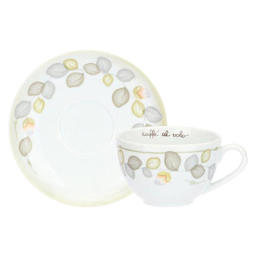 Set 2 tazze colazione con piattino in porcellana Bloom