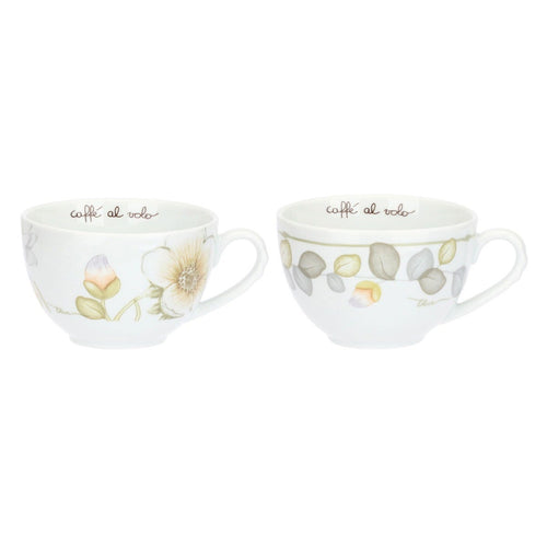 Set 2 tazze colazione con piattino in porcellana Bloom