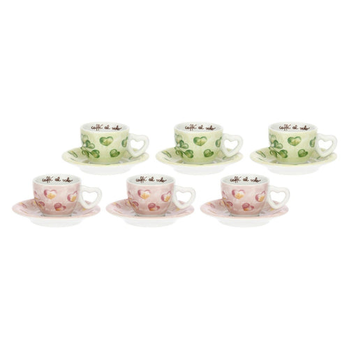 Set 6 tazzine espresso Cuori in fiore