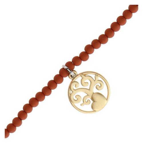 Bracciale con perline ceramiche e pendente albero della vita