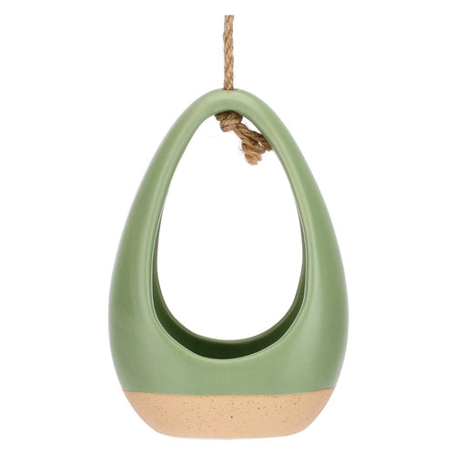 Cachepot in ceramica Incanto di Primavera con corda, verde