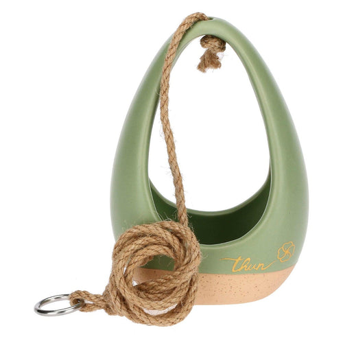 Cachepot in ceramica Incanto di Primavera con corda, verde