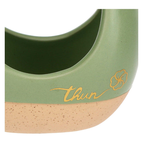 Cachepot in ceramica Incanto di Primavera con corda, verde