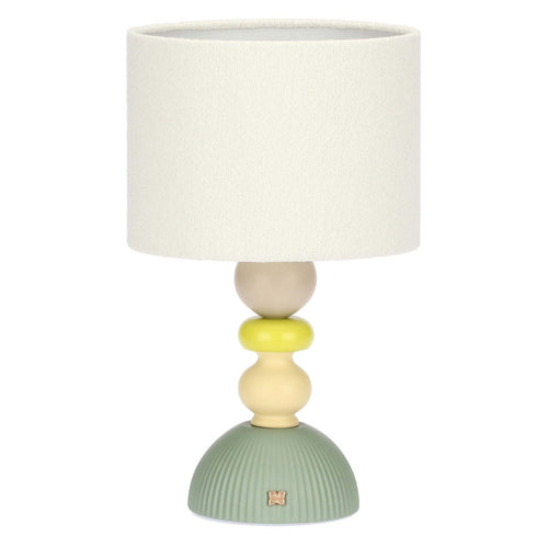 Lampada in porcellana, verde e gialla
