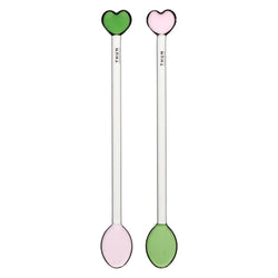 Set 2 cucchiaini con cuori in vetro borosilicato