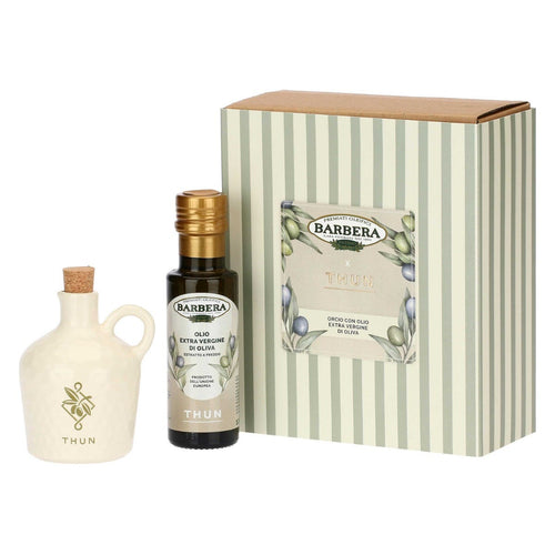 Orcio - Bomboniera oliera in porcellana con olio, bianco antico