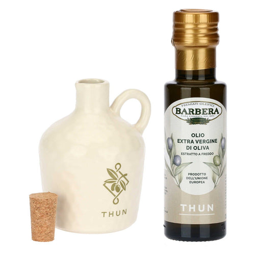 Orcio - Bomboniera oliera in porcellana con olio, bianco antico