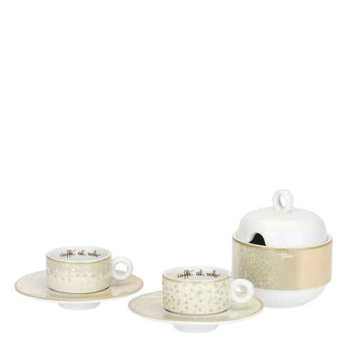 Set 2 tazzine espresso con zuccheriera in porcellana, Pure Elegance