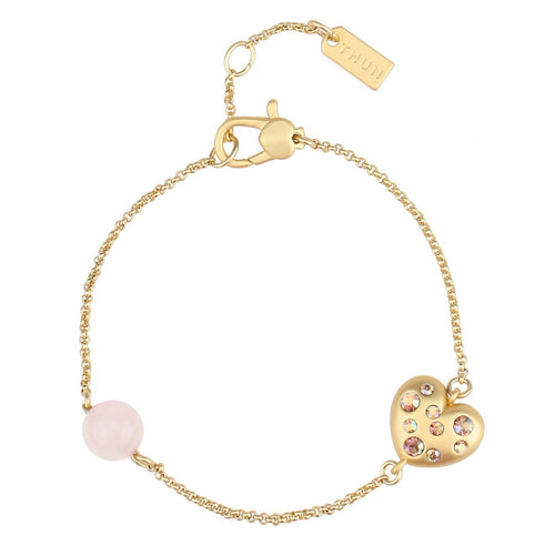 Bracciale cuore con brillanti e perla rosa