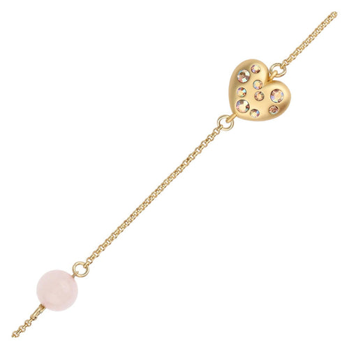 Bracciale cuore con brillanti e perla rosa