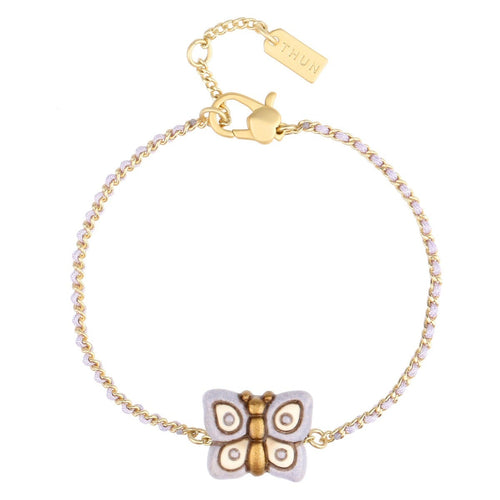 Bracciale catena e tessuto con farfalla