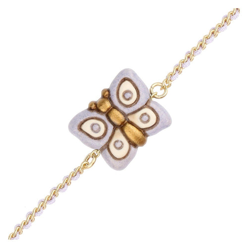Bracciale catena e tessuto con farfalla