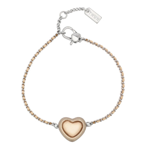 Bracciale catena e tessuto con cuore