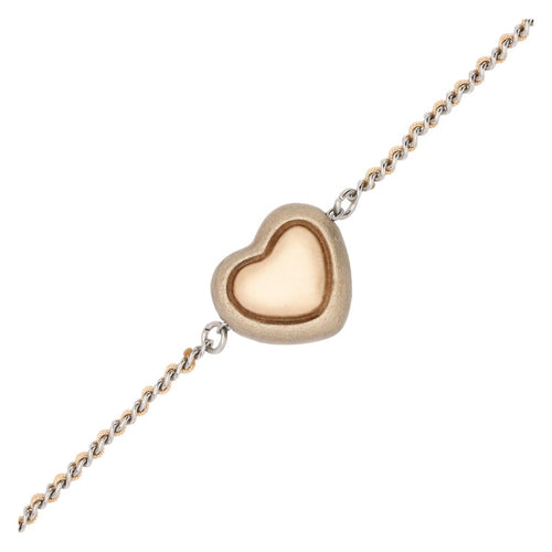 Bracciale catena e tessuto con cuore