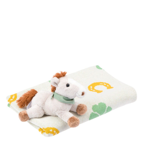 Set peluche cavallo con copertina tricot Dolce Fattoria