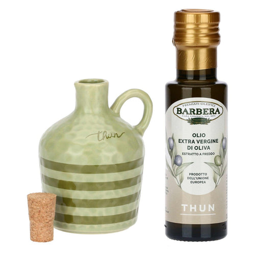 Orcio - Bomboniera oliera in porcellana con olio, verde