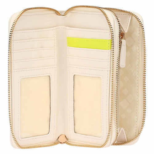 Portafoglio con doppia zip matelassé, burro