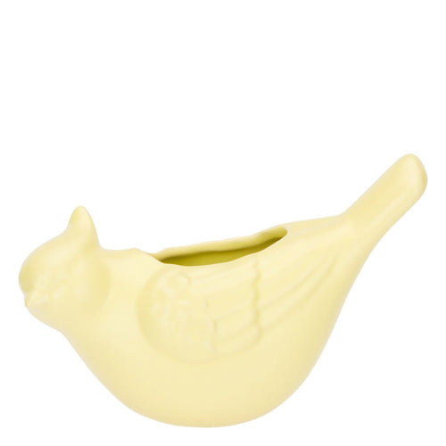 Cachepot giallo da parete uccellino, Eleganza Esotica