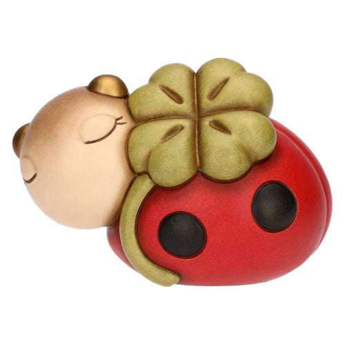 Coccinella Ella con quadrifoglio portafortuna in ceramica, media