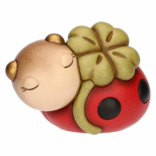 Coccinella Ella con quadrifoglio portafortuna in ceramica, media