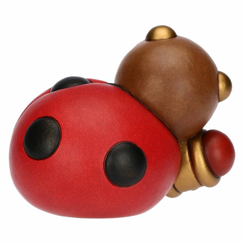 Coccinella Ella con cornetto portafortuna in ceramica, grande