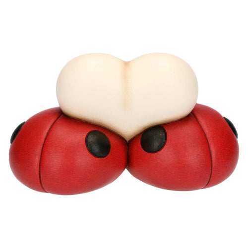 Coppia di coccinelle con cuore in ceramica