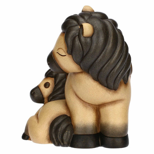 Coppia cavallo Isabella con cucciolo in ceramica