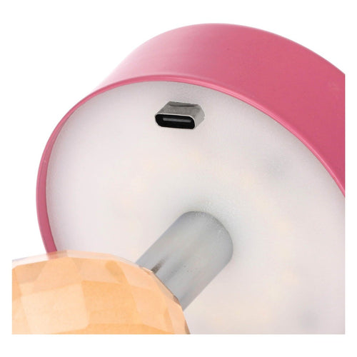 Lampada ricaricabile in cristallo, rosa e arancione