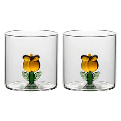 Set 2 bicchieri in vetro tulipano