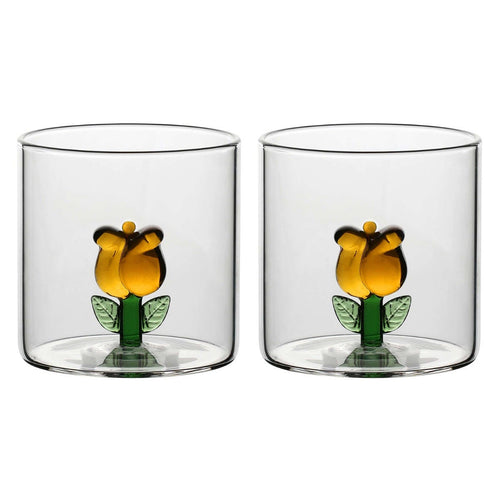 Set 2 bicchieri in vetro tulipano