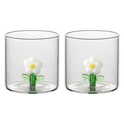 Set 2 bicchieri in vetro margherita