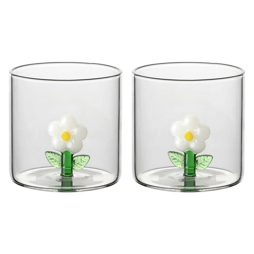 Set 2 bicchieri in vetro margherita