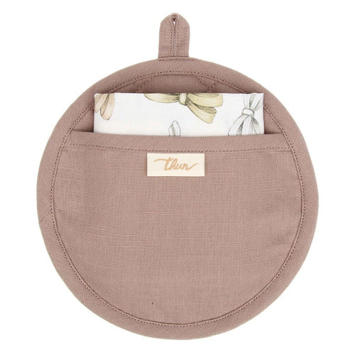 Set cestino portapane, 2 presine e canovaccio Artemis, beige