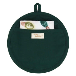 Set cestino portapane, 2 presine e canovaccio Artemis, verde