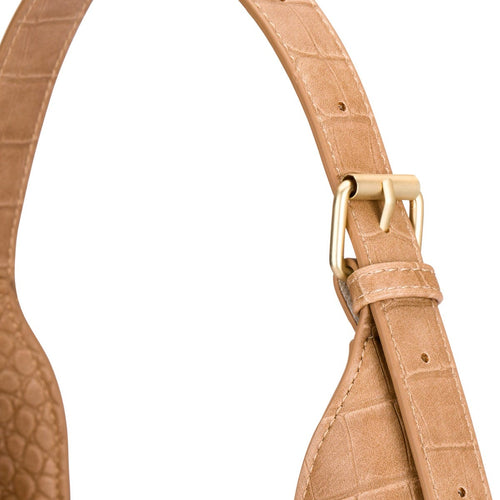 Borsa a spalla con stampa rettile, beige