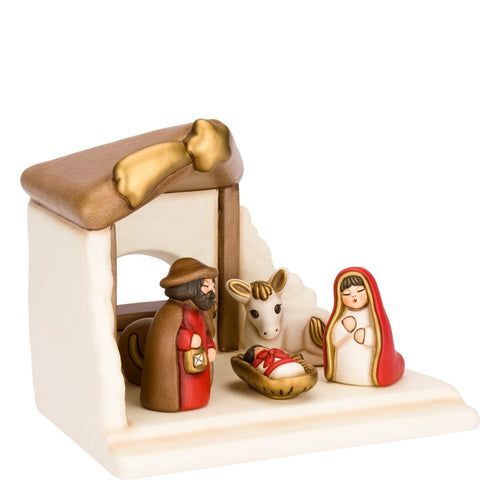 Set capanna, Sacra Famiglia, bue e asinello, rosso