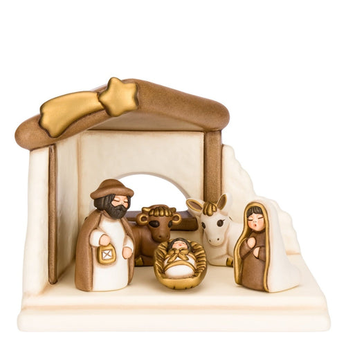 Set capanna, Sacra Famiglia, bue e asinello, bianco