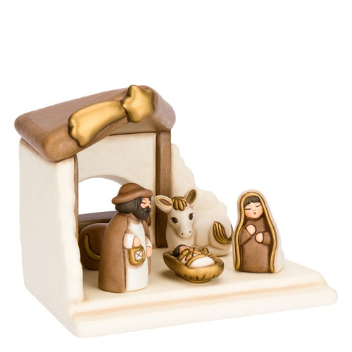 Set capanna, Sacra Famiglia, bue e asinello, bianco