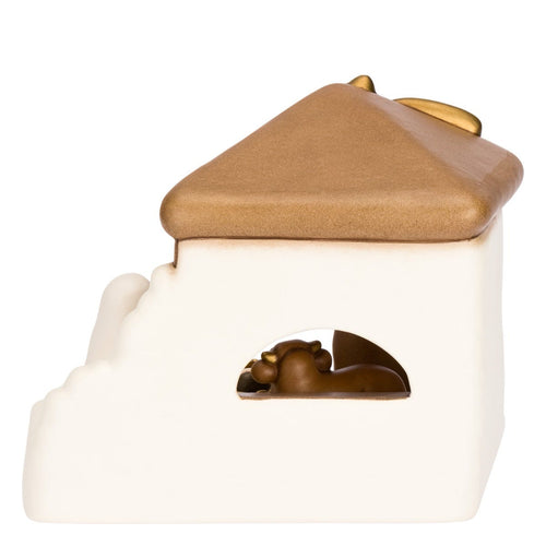 Set capanna, Sacra Famiglia, bue e asinello, bianco