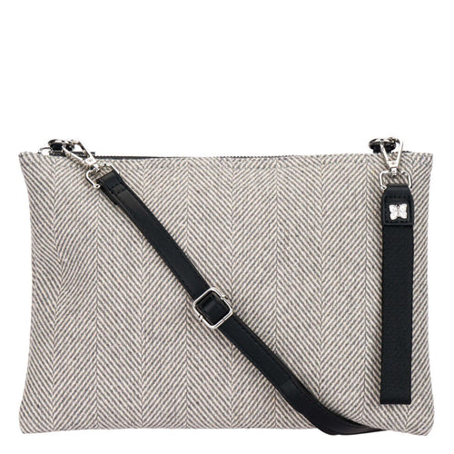 Borsa tracolla neoprene, grigio tweed