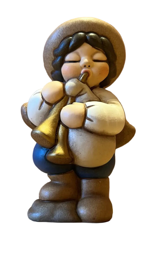Zampognaro in ceramica Presepe Classico, Blu