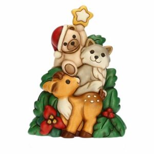 totem natale con cervo lupo e orsacchiotto